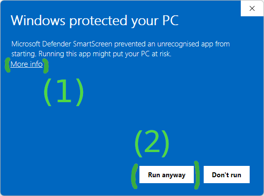 Screenshot of the SmartScreen warning