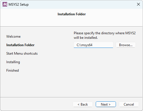 MSYS2 installer - path